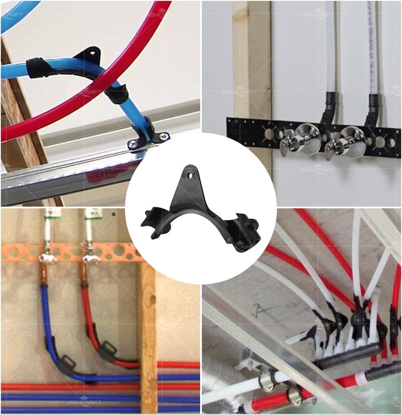 Highcraft PXBND12-10 PEX Bend Support 1/2 in., Wall Mount Tubing Pipe Hanger 90 Degree with Nail Plate, Polyethylene (10 Pack) - Image 5